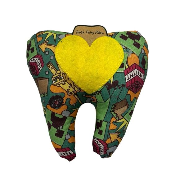 Tooth Fairy Pillow Hand Crafted - Minecraft Gamer Creeper TNT - Picture 2 of 2
